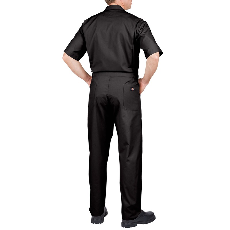 Dickies Men's Short Sleeve Flex Coverall, Black, XLS