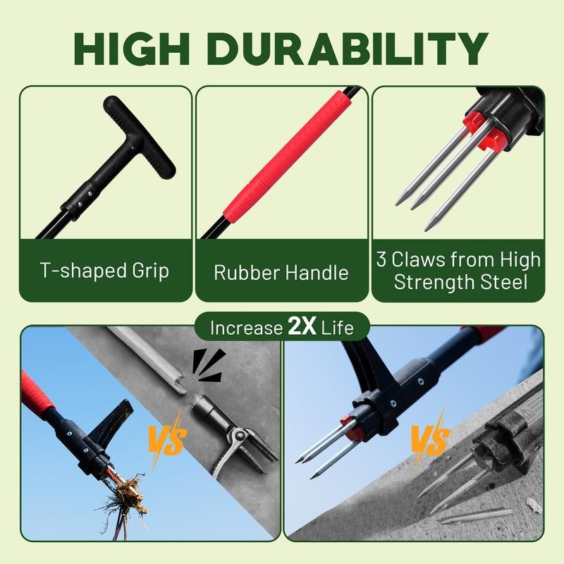 EZARC Garden Weeding Tool Set, Long Handle with Easy-Eject Mechanism,