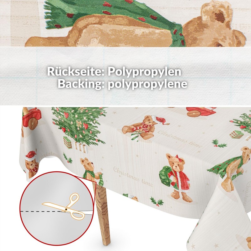 ANRO Oilcloth Tablecloth Christmas Tablecloth Washable Oilcloth Christmas Wax Tablecloth