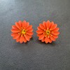 Chic Cute Boho Matte Flower Statement Stud Earrings with Gold