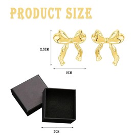 Bow Earrings, Bow Jewellery Women xlwen 1 Pair Gold Bow Stud Earrings, Gold Bow Earrings, Bow Earrings for Girls, Teens Simple Ear Beauty Classic Bow Earrings, Brass, No Gemstone