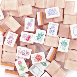 ,American Mahjong Tiles, Custom 4-Layer Mahjong Tiles,Pearescent Mahjong Tiles,Acrylic Luxury Mahjong TilesColor: Wood Grain