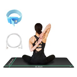 Huanyon Grounding Mat Kit for Healthy Grounding Energy, Grounding Pad for Sleep with Grounding Wristband & 15ft Grounding Cord, for Improve Sleep and Reduce Anxiety, Balance Physical Health