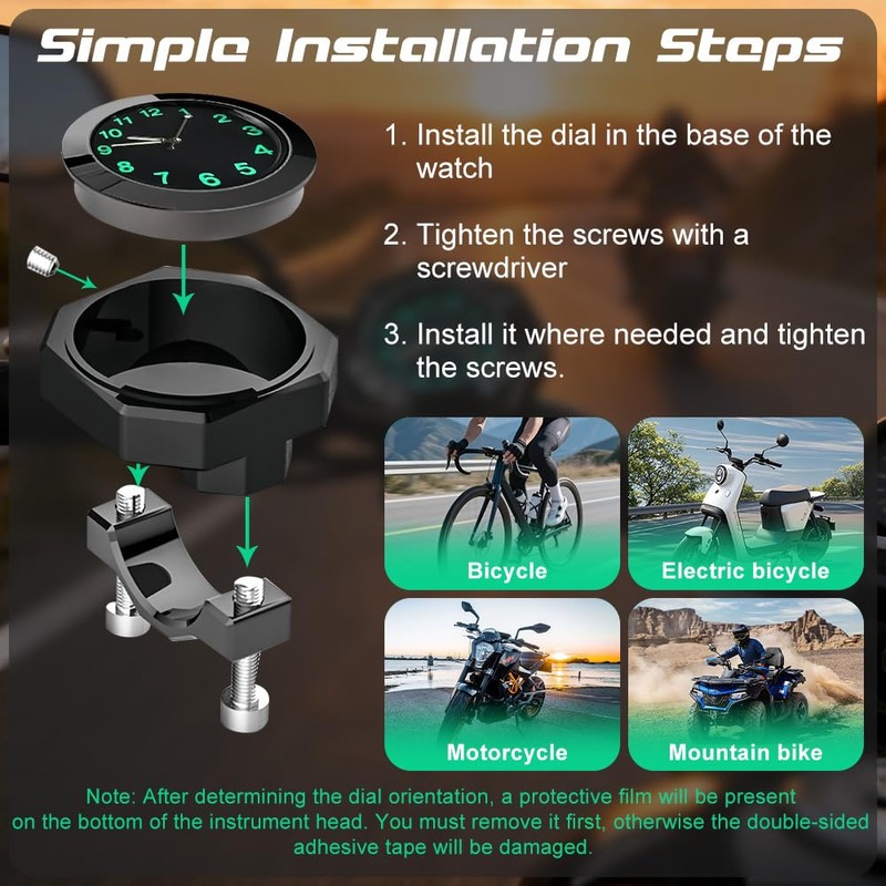 Pengrity Motorcycle watch, waterproof, bicycle watch, bicycle watch for handlebars,