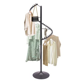 WUSILILU Commercial Spiral Rotating Clothing Rack, Portable Categorized Heavy Duty Garment Rack, 360° Rotating Clothing Display Rack for Bedroom, Laundry, Retail Store (Black)