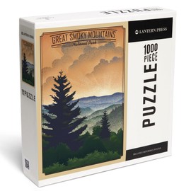 Lantern Press 1000 Piece Jigsaw Puzzle, Great Smoky Mountains National Park, Lithograph National Park Series