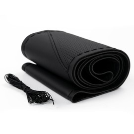 AUTOXBERT DIY Lenkradbezug Auto Hand Nähen Lenkradbezüge Sportlicher Stil Lenkradabdeckung Mikrofaser Leder mit Nadel Faden Universal Lenkradhüllen für 37-39 cm Rund D-Typ Lenkräder