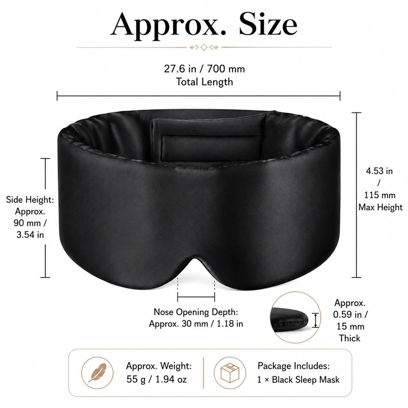 Mulberry Silk Wide Sleep Mask – Padded Adjustable Blackout Eye
