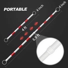 RoadHero 2 Pack 4 FT to 6.9 FT Retractable Cone Bar, Expandable Traffic Cone Bars for Parking Lots, Extendable Barricade for Road Construction, White and Red, Cone Not Included