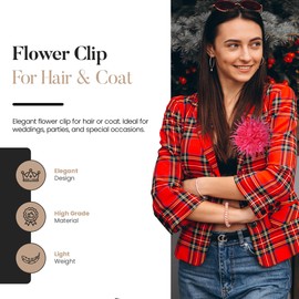 7.09” Dainty Satin Large Flower Brooches for Women | Elegant Red Rose Floral Brooch Pins for Women | Delicate Fabric Flower Pins for Clothes | Flowers for Dresses & Wedding Hair Accessories