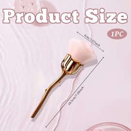 1 Pack Manicure Dust Brush, Stylish Pink Rose Design, Ideal for Nail Trimming, Cleaning Brush, and Loose Powder Blush Application
