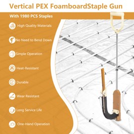 PEX Stapler with 1980 PCS Foamboard Staples, 1-1/2″ Staples for 1″ & 2″ Foamboard, Stand Up Foamboard Staple Gun for Wood and Foam Board (Stapler + Staple 1980 PCS)