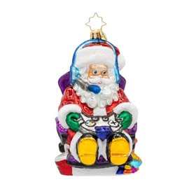 Christopher Radko Hand-Crafted European Glass Christmas Tree Decorative Ornament, Game Master Santa