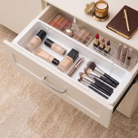 Deep Drawer Organizer, Adjustable Drawer Organizer, Suitable for Kitchens, Cosmetics, Daily Necessities, Barbecue Tools, Durable Plastic Material, Sliding Design, Convenient Storage.(Large* 2)