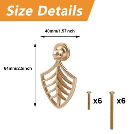 MOROBOR Leaf Shaped Knob Handles, 6pcs Golden Drop Pendant Pull Handle,Hardware Drawer Single Hole Handle for Wardrobe Cupboard Closets Cupboard