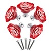 Yetaha Red Glass Dresser Knobs, 5PCS Rose Crystal Drawer Handles