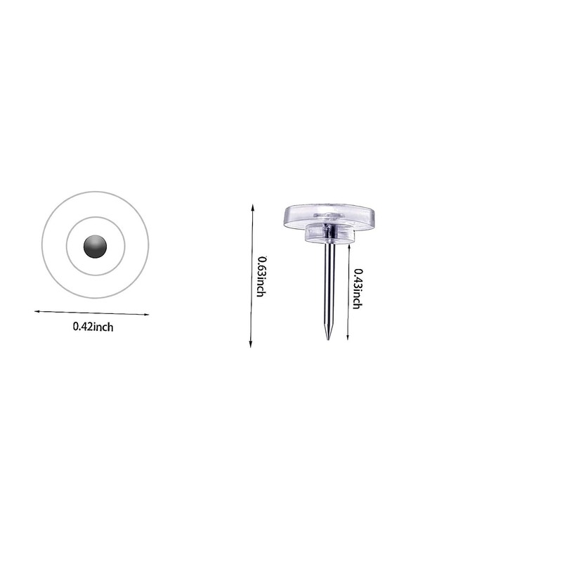 Willrain Clear Plastic Push Pins and Tacks - 150 Count,