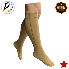 Presadee Premium - Calcetines de compresión para el dolor de piernas (20-30 mmHg), Beige, 5XL