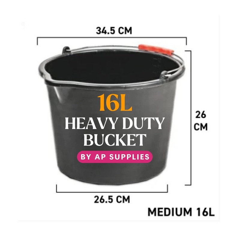AP Supplies 16L Black Bucket - versatile and durable container
