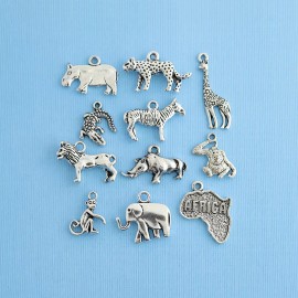 Unbranded Africa Charm Collection Antique Silver Tone 11 Different Charms - COL009