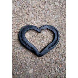 Hand Forged Large Horseshoe Heart Kissing Horses Handmade Western Decor Trivet