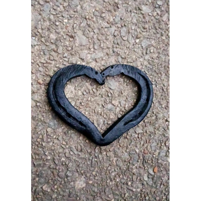 Hand Forged Large Horseshoe Heart Kissing Horses Handmade Western Decor