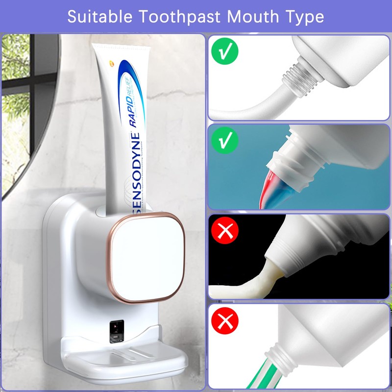 Automatic Toothpaste Dispenser,Wall Mounted Electric Toothpaste Dispenser for Kids and