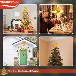 YPGFDZYDHH 18" 3D Moravian Star Tree Topper - LED 3D Christmas Tree Topper Lamp with Timer Function, Moravian Lighted Used to Decorate Christmas Trees, Courtyards, Porch-Star Cutout(Yellow)