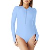 RELLECIGA Women's Sea Blue Long Sleeve Rash Guard One Piece