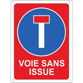 pubblimania Voie sans Issue 3mm Aluminium Sign for Indoor or Outdoor Use (Cm 20x30)