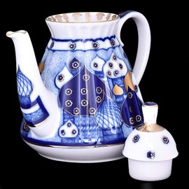 Lomonosov Imperial Porcelain Tea Brewer Church Bells Teapot 25.3 fl oz Kitchen Teapot