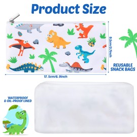 6 Pcs Reusable Snack Bags for Kids School Gift Food Safety Cute Washable Snack Bags for Kids Lunch with Zipper Kids Portable Sandwich Bag Food Storage Pouch Double Layer Zipper Pouch (Stylish Style)