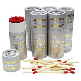 Long Round Matches Shabbos Kodesh Decorated Container of Approx 40 Matches - Pack of 6