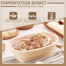 LURNODY 10 Inch Oval Sourdough Proofing Basket, Proofing Basket for Baking, Fermented Food Storage, Proofing Baskets, Small for Professional and Private Baking Accessories