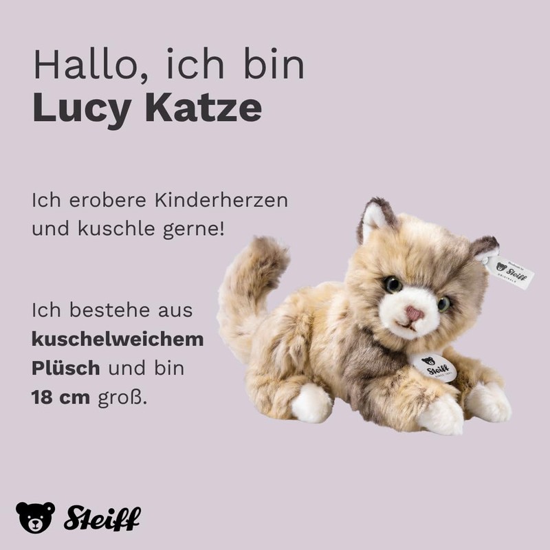 Steiff Cat Plush Animal Toy, Spotted Brown