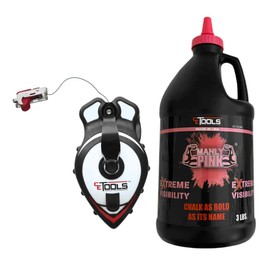 CE TOOLS COMBO SnapBack® Chalk Line with Releasable Tip 3LB Manly Pink EXTREME VISIBILITY Marking Chalk-Made in US, For Chalkline, Job site Chalk, Hydrophobic, Construction use.