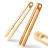 Magnetic Bamboo Toaster Tongs: 100% Natural 8.7” Wood Kitchen Toast