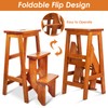 BETTARY 3-Step Folding Wooden Step Stool, Portable Anti-Slip Step Ladder,