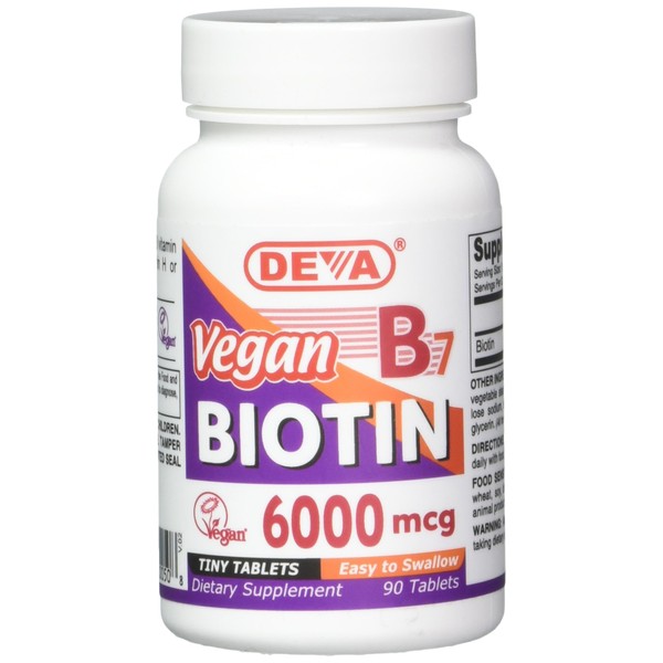 Deva Vegan Vitamins Biotin 6000 mcg Tablets, 90Count