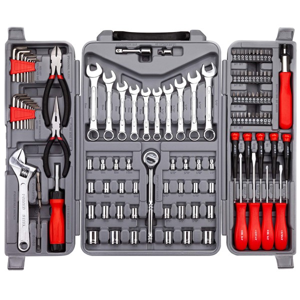 CARTMAN 123Piece Tool Set Ratchet Wrench with Sockets Kit Set in Storage Case