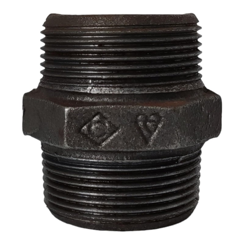 Black Malleable Iron Pipe Fitting, 1-1/2 inch BSP Hexagon Nipple