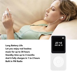 MP3 Player, 1.77in LCD Screen Portable Music Player Built in Speaker, Bluetooth 5.0 HiFi MP3 Player with FM Radio Recorder Alarm Clock for Boys Girls Students (White)