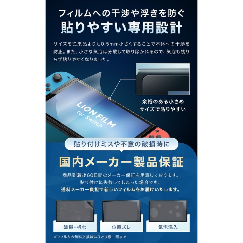 LION FILM HOGOTECH (Made in Japan, Unbreakable) Switch Protective Film,