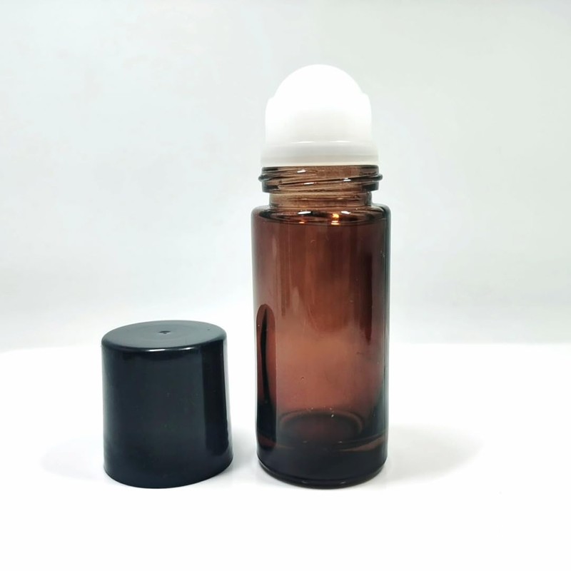 2Pcs Brown 50ml Glass Essential Oil Roller Bottles Refillable Roll