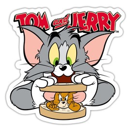 Spreadshirt Tom And Jerry Mouse Sandwich Sticker 10cm x 10cm Matt White