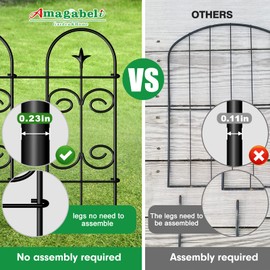 Amagabeli 8 Panels Decorative Garden Fence 10ft(L)x24in(H) Garden Fencing Rustproof Iron Garden Border Fence Edging Metal Wire Fencing Animal Barrier Flower Bed Outdoor Patio ET304