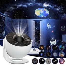 Star Projector Night Light and Galaxy Star Projector with 13 Planetary Disks, 180° Rotation, Sensory Lights for Kids and Adults, Bedroom, Party Decoration, Adjustable Focus