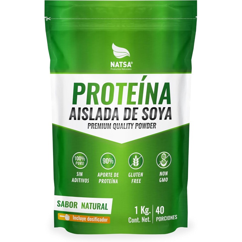 NATSA Proteína Aislada de Soya Polvo 1 kg 40 Porciones