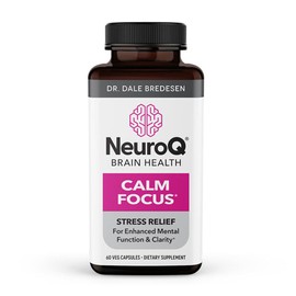 NeuroQ Calm Focus Capsules - Stress Relief Supplement - Supports Mental Function & Relaxation - Sensoril Ashwagandha, Magnesium, GABA, L-Theanine, Andean Cocoa & Kava Kava - 60 Capsules