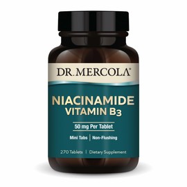 Dr. Mercola Niacinamide Vitamin B3-50 mg per Tablet - Supports Metabolic Health - Non-Flushing - Mini Tabs - Non-GMO, Gluten-Free & Soy-Free - 270 Servings (270 Tablets)